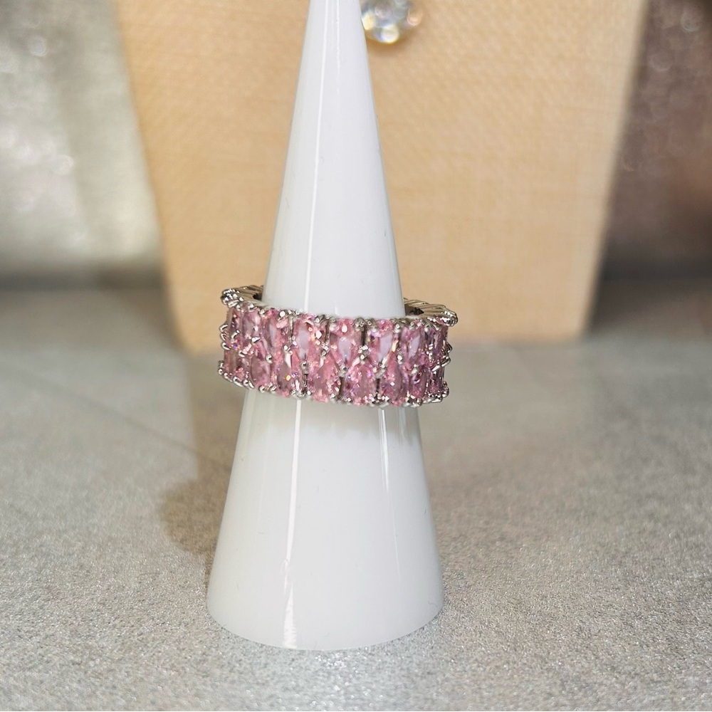 Pink Cubic Zirconia Eternity Band Ring Size 9